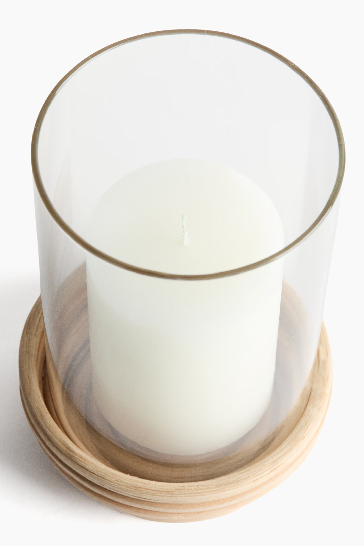 Small Glass Lantern with Rattan Base