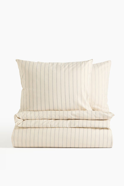 Striped Cotton Duvet Cover Set – Double/King