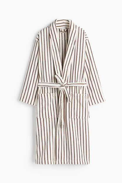 Striped Cotton Terry Bathrobe