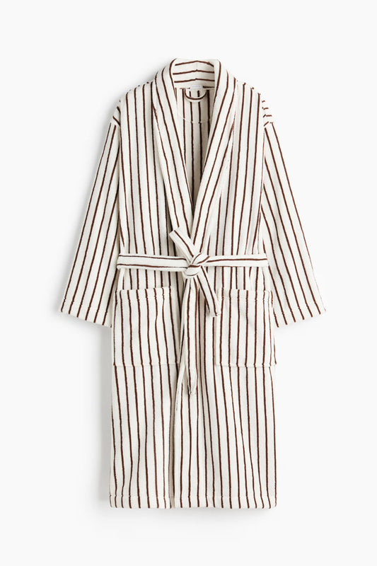 Striped Cotton Terry Bathrobe